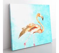 Flamingo Bird Painting Modern Canvas Wall Art Print Ready to Hang, Framed Picture for Living Room Bedroom Home Office Décor, 50x50 cm (20x20 Inch)