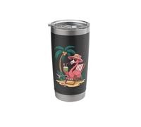 Flamingo Bird Palm Trees Ocean Retro Beach Summer Stainless Steel Insulated Tumbler