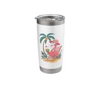 Flamingo Bird Palm Trees Ocean Retro Beach Summer Stainless Steel Insulated Tumbler