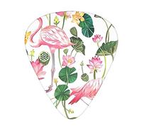 Flamingo Bird Round Leaves Guitar Plectrums 12 Pieces Set =>> Comfortable In The Hand With Smooth Edges Three Thicknesses To Match