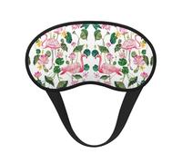 Flamingo Bird Round Leaves Print Blackout Sleep Mask - Side Sleeper Eye Cover, Soft Comfort, Perfect for Travel, Meditation