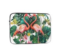 Flamingo Bird Round Leaves Print Laptop Sleeve 13 inch, Ultra-Thin Computer Bag Notebook Computer Tablet Laptop Bag for Office Daily Commute