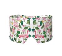 Flamingo Bird Round Leaves Print Sleep Eye and Ear Muffs Mask - Adjustable Yoga Travel Headband, Keep Warm Shading Comfortable Aid