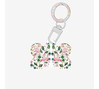 Flamingo Bird Round Leaves Printing Bone Shaped Dog Tag Pet Id Tags,Acrylic Dog Tags Cat Tags with Ring for Dog Cat,Pendant Crafts
