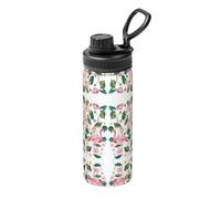 Flamingo Bird Round Leaves Printing Print Sports Insulated Kettle 18oz Stainless Steel Kettle, for Travel, Sports, Fitness