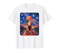 Flamingo Bird Wearing USA Flag Glasses American Art Value Graphic T-Shirt