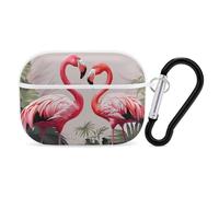 Flamingo Birds on Background AirPod Pro Case, Anti Scratch Hard PC Cover with Keychain, AirPod Pro 2nd/1st Case Accessories for Women Men, White-Style