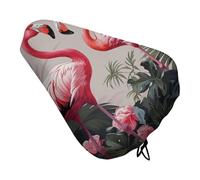 Flamingo Birds on Background Bike Seat Cover Waterproof Oxford Fabric, Universal Adjustable Bicycle Saddle Cover with Drawstring Easy Install Protective Rain Dust Covers for Women Men