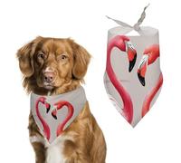 Flamingo Birds on Background Dog Bandanas for Feeding Grooming, Triangle Pet Bibs for Cats & Dogs Washable Fashion Pets Scarf for Party Travel 27.6 X 11.8 Inch