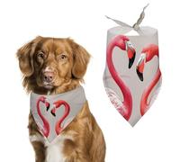 Flamingo Birds on Background Dog Bandanas for Feeding Grooming, Triangle Pet Bibs Washable Pets Scarf for Cats & Dogs