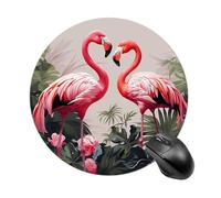 Flamingo Birds on Background Round Mouse Pad 7.8 Inch, Portable Gaming Mouse Mat with Non-Slip Rubber Base & Smooth Surface, Waterproof Mousepad for PC, Laptop, Computer, Office, Home