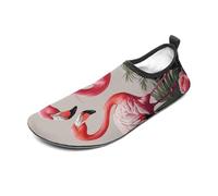 Flamingo Birds on Background Water Shoes for Men Women, Lightweight Stretch Swim Shoes with Anti-Slip Rubber Sole, Quick-Dry Aqua Socks for Pool, Beach, Surfing, Style, 14 Women/14 Men