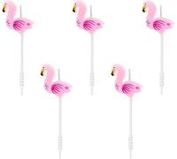 Flamingo Birthday Cake Candles, Pink, 3 cm, Set of 5
