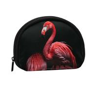 Flamingo Black Background Coin Purse Personalized Coin Bag for Women Men Change Purse Small Wallets with Zipper Mini Shell Coin Pouch Outdoor Shopping Change Storage Bag Handbags Gifts