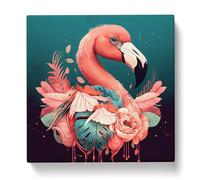 Flamingo Boho Canvas Print | Gallery Wrapped 30mm Frame Wall Art | 20x20 inches | Ready to Hang | Bohemian Animals Picture | Living Room Bedroom Lounge Office