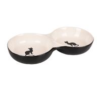Flamingo Bowl Cat Nala Ceramic Double Black/White, RRP 11.99 EUR, NEW