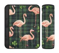 Flamingo Buffalo Plaid Shamrock Gnome St 2 Pack car Seats Strap Covers Release Stress to Your Neck and Shoulders for Most Cars forro para cinturon de seguridad