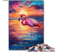 Flamingo by Water Sunset Jigsaw Puzzles for Teenagers 1000 Pieces, Educational Stress Relief Toy for Is Ideal As A Gift for The Whole Family (26x38cm)