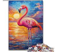 Flamingo by Water Sunset Jigsaws Puzzles 1000 Pieces for Adults Gifts, Pattern Assembly Fun at Home Activities, Birthday Present,Travel Gifts (50x75cm)