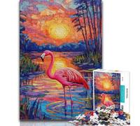 Flamingo by Water Sunset Puzzles for Teenagers 1000 Pieces,Help The Brain Exercise Addictive Toys to Cultivate Patience Great Gift (75x50cm)