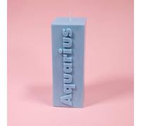 Flamingo Candles Aquarius Zodiac Block Pillar Candle In Baby Blue Baby Blue One Size