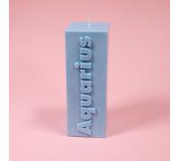Flamingo Candles Aquarius Zodiac Block Pillar Candle in Baby Blue Flamingo Candles Baby Blue