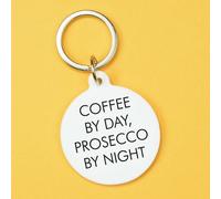 Flamingo Candles Coffee by Day, Prosecco by Night Keyring in Black Flamingo Candles Black