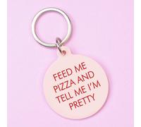 Flamingo Candles Feed Me Pizza And Tell Me I'm Pretty Keyring In Yellow Yellow