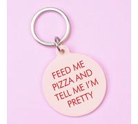 Flamingo Candles Feed Me Pizza & Tell Me I'm Pretty Keyring in Yellow Flamingo Candles Yellow