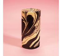 Flamingo Candles Goldrush Marble Pillar Candle In Black Black One Size