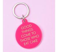 Flamingo Candles Good Things Come To Those Who Eat Cake Keyring In Bright Pink Bright Pink
