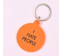 Flamingo Candles I Hate People Keyring in Metallic Silver
