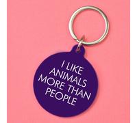 Flamingo Candles I Like Animals More Than People Keyring In Black Black