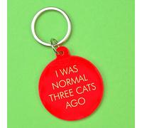 Flamingo Candles I Was Normal Three Cats Ago Keyring in Pink