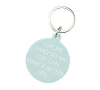 Flamingo Candles I Work Hard So My Cat Can Have a Better Life Keytag, Grey Acrylic Keyring, 5cm x 4.3cm, Handmade in UK, Secret Santa Gift