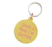 Flamingo Candles Leave a Trail of Glitter Keyring, Gold with Pink Engraving, Acrylic, 5cm x 4.3cm, Handmade in UK, Secret Santa Gift