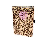 Flamingo Candles Leopard Print Notebook, 14x21cm, 96 Pages, PU Cover, What Would Dolly Do? Design, Lined Pages, with Elastic Fastening and Pen Holder