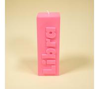 Flamingo Candles Libra Zodiac Block Pillar Candle in Bright Pink Flamingo Candles Bright Pink