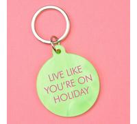 Flamingo Candles Live Like You're On Holiday Keyring in Green