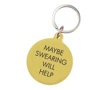 Flamingo Candles Maybe Swearing Will Help Keyring, Gold with Black Engraving, Acrylic, 5cm x 4.3cm, Includes Backing Card, Secret Santa Gift