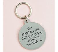 Flamingo Candles She Believed She Could Keyring In Metallic Gold Metallic Gold One Size