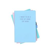 Flamingo Candles Stay-at-Home Cat Mum Notebook, Blue & Purple, Cat Lover Gift, 96 Pages, Pen Holder,