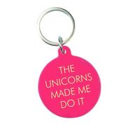 Flamingo Candles The Unicorns Made Me Do It Keyring, Pink Acrylic, Gold Engraved, Handmade in UK, 5cm x 4.3cm, Secret Santa Gift