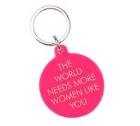 Flamingo Candles The World Needs More Women Like You Keytag, Pink Acrylic with Gold Engraving, 5cm x 4.3cm, Silver Keyring, Handmade in UK