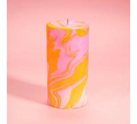 Flamingo Candles Totally Groovy Marble Pillar Candle In Bright Pink Bright Pink One Size