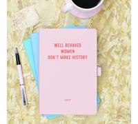 Flamingo Candles Well Behaved Women Don't Make History Pink & Red Notebook in Baby Pink Flamingo Candles Baby Pink