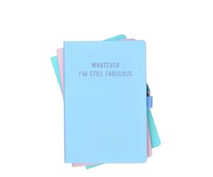 Flamingo Candles Whatever I'm Still Fabulous Blue Notebook, Motivational Notebook, 96 Pages, Pen Holder, Secret Santa Gift