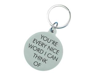 Flamingo Candles You're Every Nice Word I Can Think Of Keyring, Silver, Acrylic, Handmade, Engraved Slogan, 5cm x 4.3cm, Secret Santa Gift