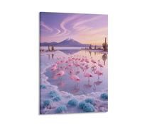 Flamingo Canvas Wall Art Flock Salt Lake Print On Canvas Modern for Living Room Office Decorations Gift 16x24inch(40x60cm)