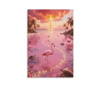 Flamingo Canvas Wall Art Pink Lagoon Print On Canvas Modern for Living Room And Bedroom Wall Decor Gift 16x24inch(40x60cm)
